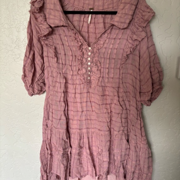 Free People Pink Ruffled Mini Dress - Picture 2 of 4